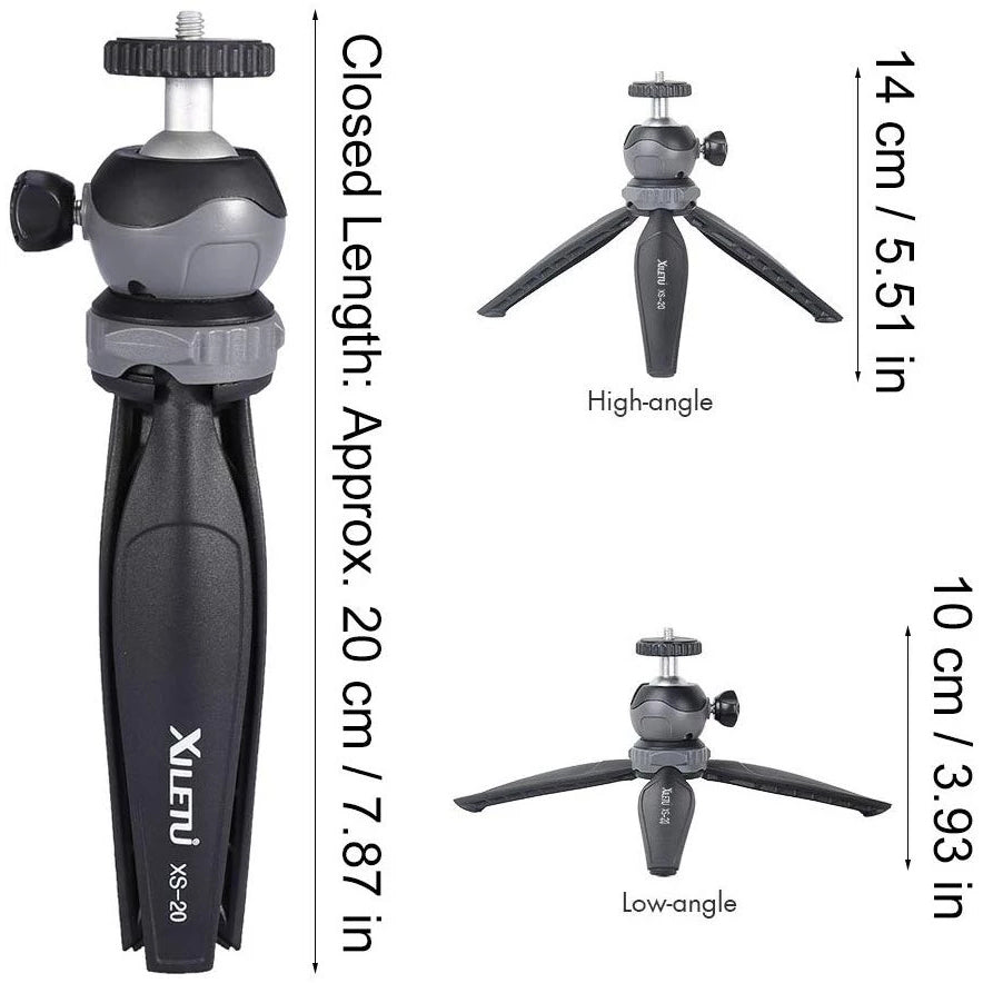 XILETU XS-20 Mini Foldable 360 Degrees Rotation 1/4 inch Screw Connector Tripod Desktop Camera Stand