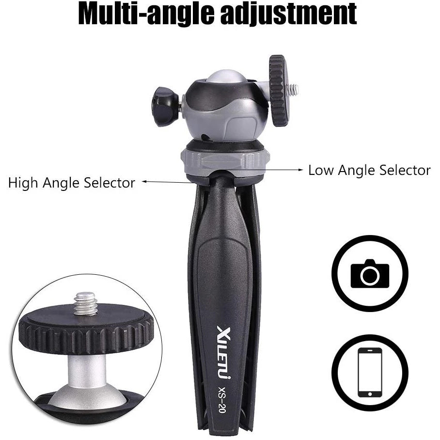 XILETU XS-20 Mini Foldable 360 Degrees Rotation 1/4 inch Screw Connector Tripod Desktop Camera Stand