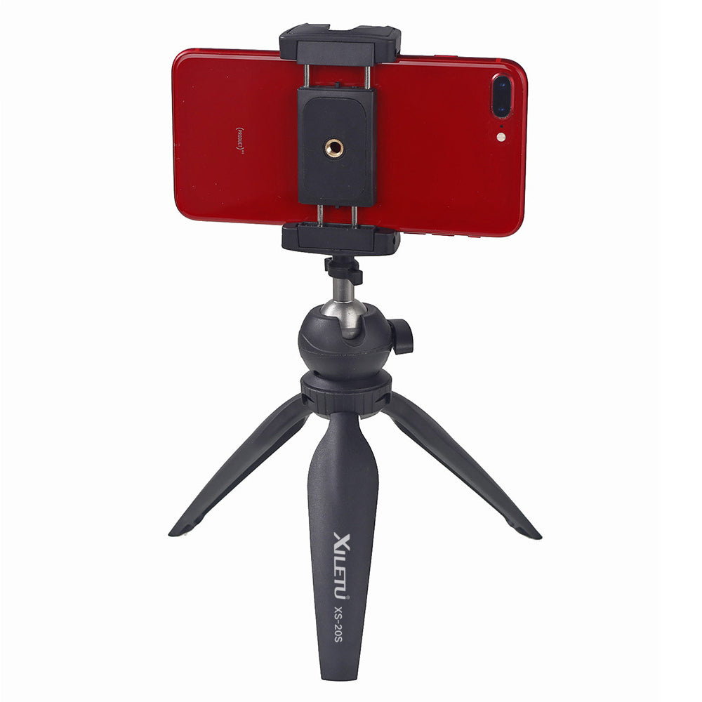 XILETU XS-20S Portable 360 Degrees Rotation Two-Gear Height Tripod 1/4 inch Screw Connector Camera Holder Stand