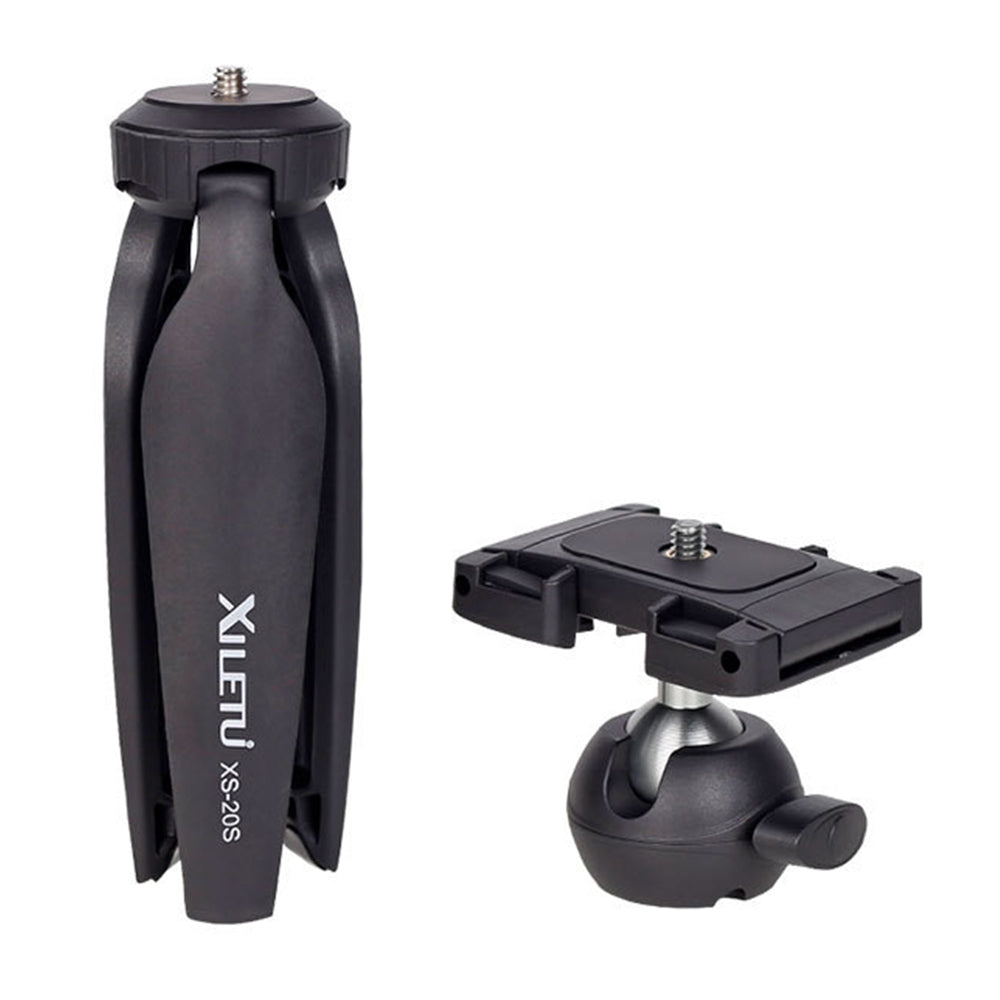 XILETU XS-20S Portable 360 Degrees Rotation Two-Gear Height Tripod 1/4 inch Screw Connector Camera Holder Stand