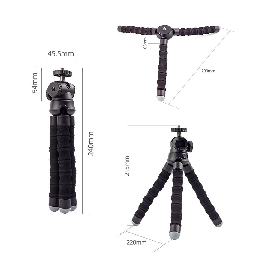 XILETU XSG-1 Portable 1/4 inch Screw Cold Shoe Connector Octopus Tripod Camera Phone Holder Stand
