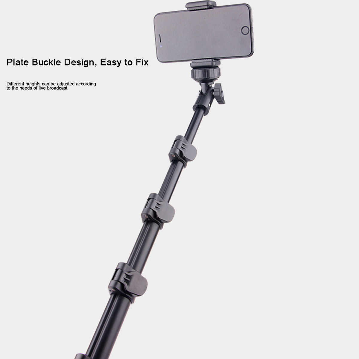 T9 1.6m Telescopic Selfie Stick Phone Holder Tripod Video Shooting Live Streaming Stand with Phone Clip + Bluetooth Remote Control + Storage Bag