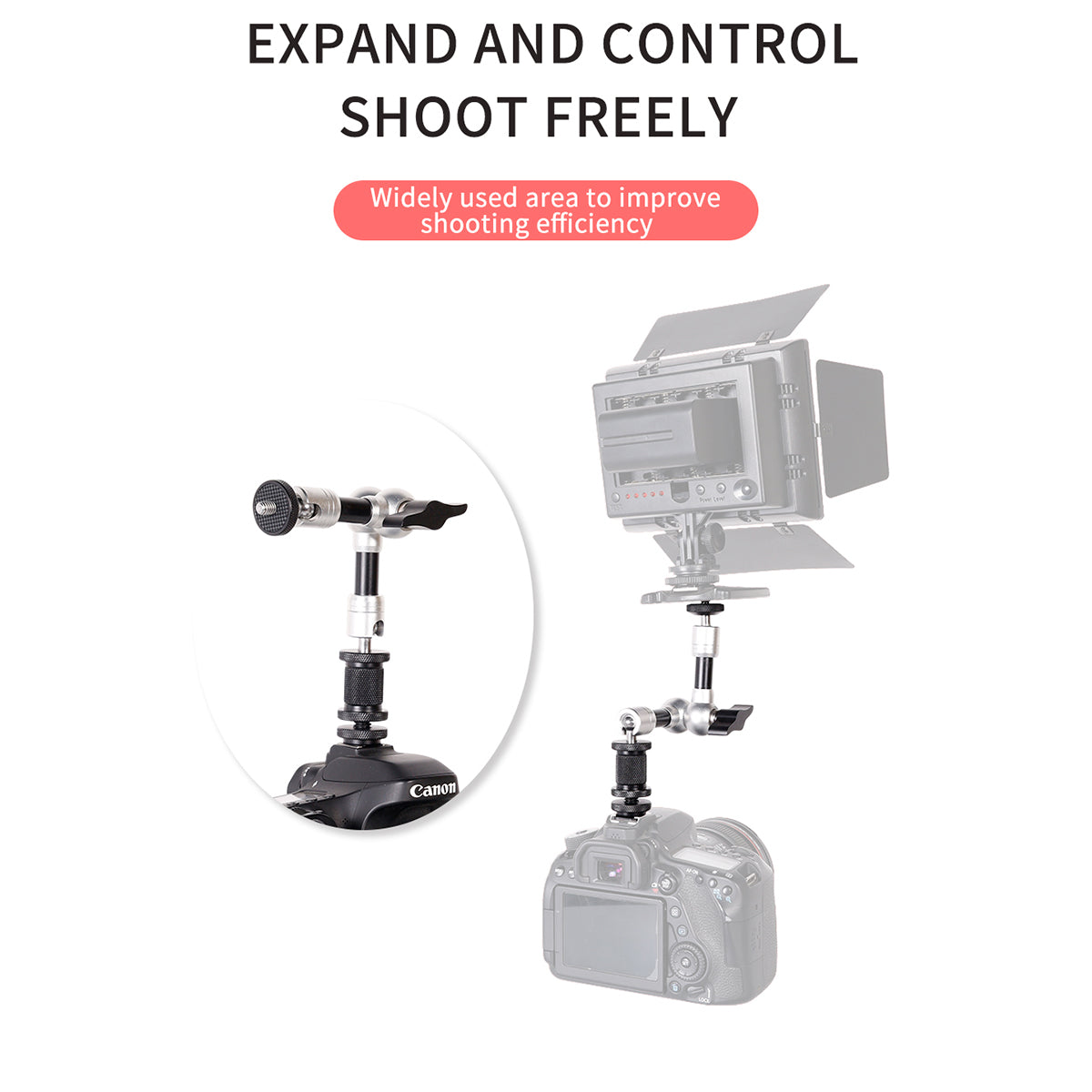 7 inch Rotatable Camera Mount LCD Monitor Foldable Flexible Arm with 1/4" Screw for SLR Camera/Fill Light