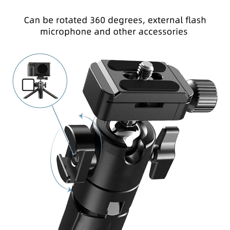 Uniqkart U-Pod 360-Degree Rotating Tripod Stand Gimbal Hot Shoe Adapter Folding Fixed Mount for Vlog Photography