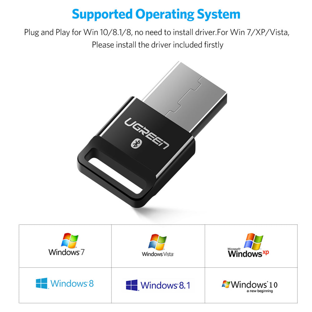 UGREEN USB Bluetooth 4.0 Adapter Wireless Dongle Transmitter and Receiver for PC with Windows 10 8 7 XP