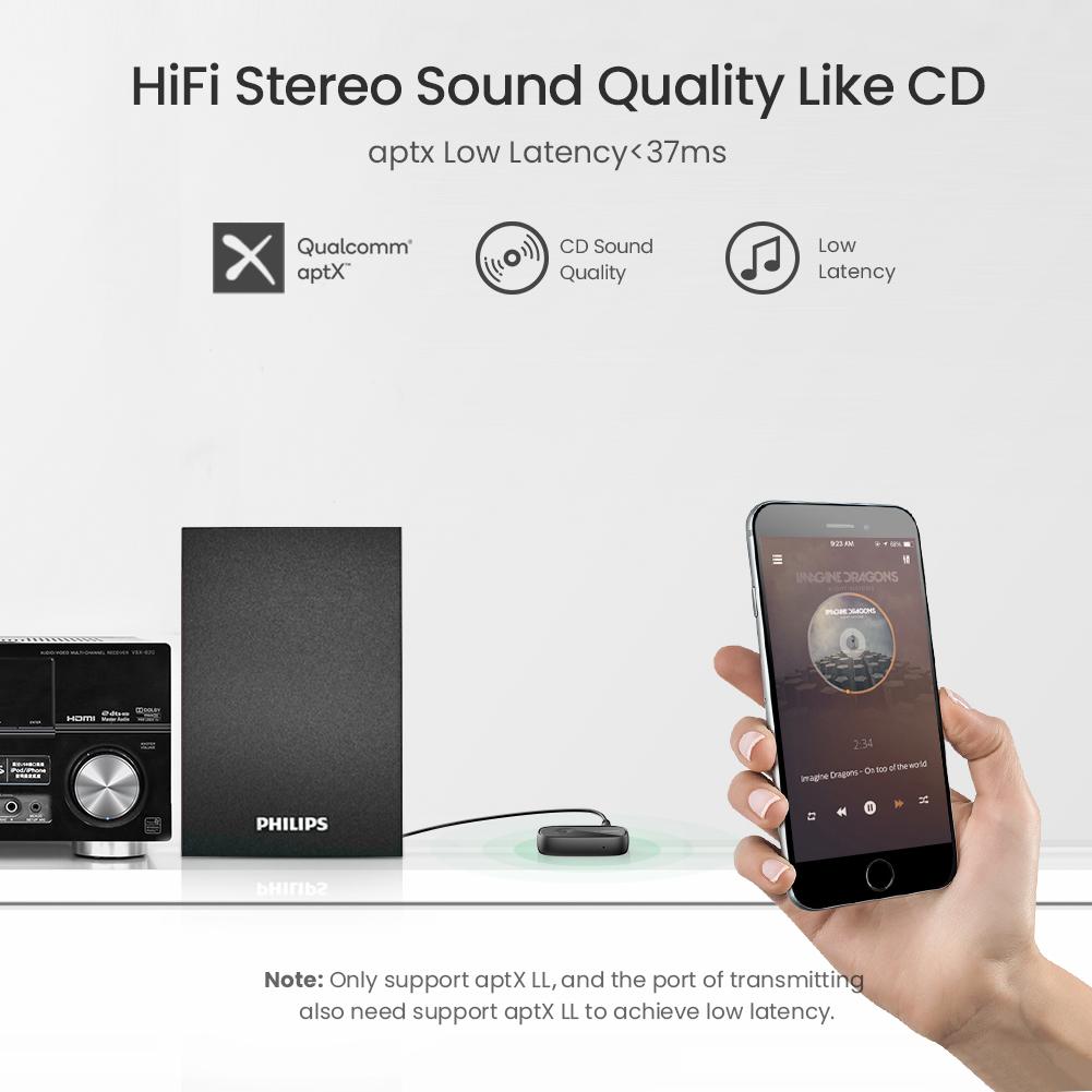 Uniqkart Bluetooth 5.0 Receiver aptX LL 3.5mm AUX Jack Wireless Adapter