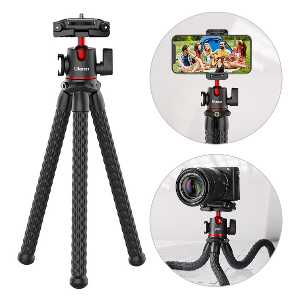 Uniqkart MT-33 Flexible Tripod DSLR Action Camera Phone Holder Vlog Photography Tripod with Cold Shoe