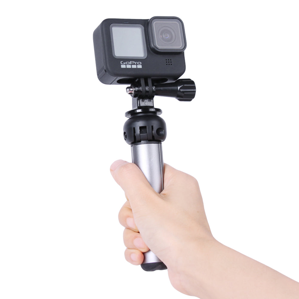 Uniqkart TY-Q9404 Mini Version Tripod 1 / 4 Screw Adapter Desktop Camera Stand for DJI Osmo Mobile 6 / GoPro HERO 11 / Insta360 X3 - Titanium Grey