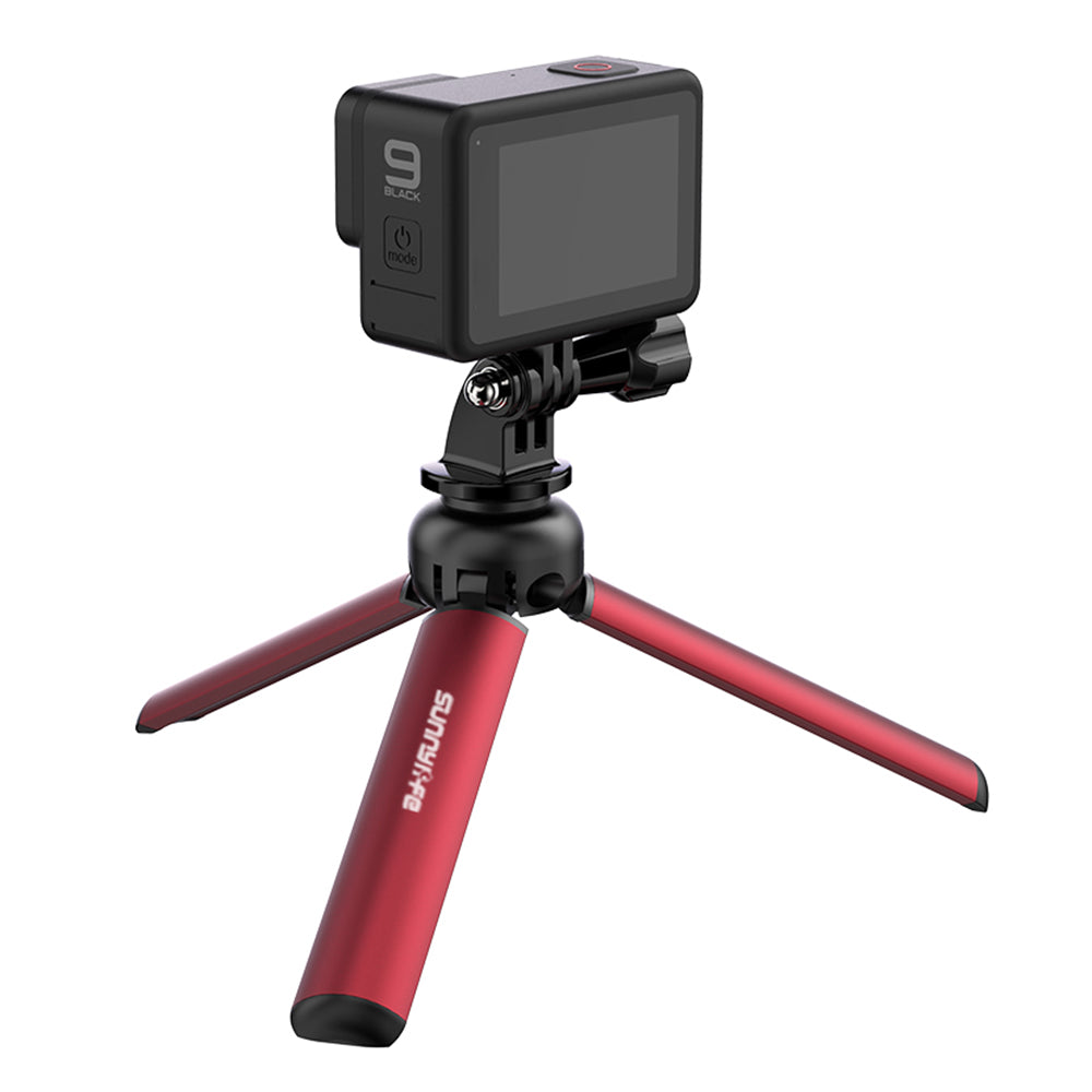 Uniqkart TY-Q9404 Mini Version Tripod 1 / 4 Screw Adapter Desktop Camera Stand for DJI Osmo Mobile 6 / GoPro HERO 11 / Insta360 X3 - Red