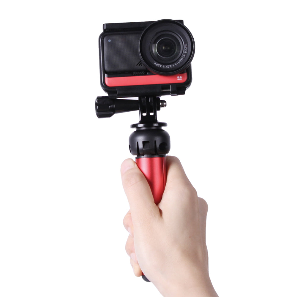 Uniqkart TY-Q9404 Mini Version Tripod 1 / 4 Screw Adapter Desktop Camera Stand for DJI Osmo Mobile 6 / GoPro HERO 11 / Insta360 X3 - Red