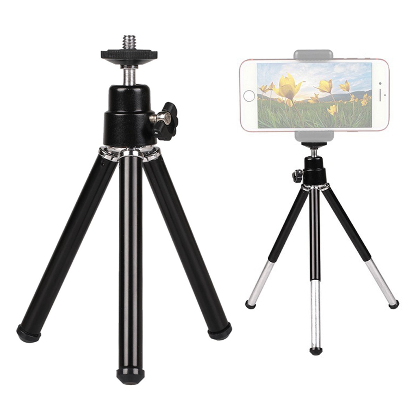 Metal Quick Release Tripod Mount Adjustable Mobile Phone Camera Holder with Screw Adapter (No Phone Clip)