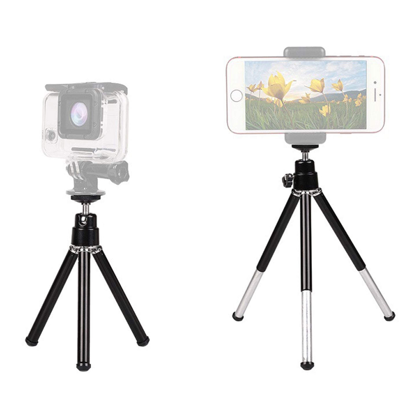 Metal Quick Release Tripod Mount Adjustable Mobile Phone Camera Holder with Screw Adapter (No Phone Clip)