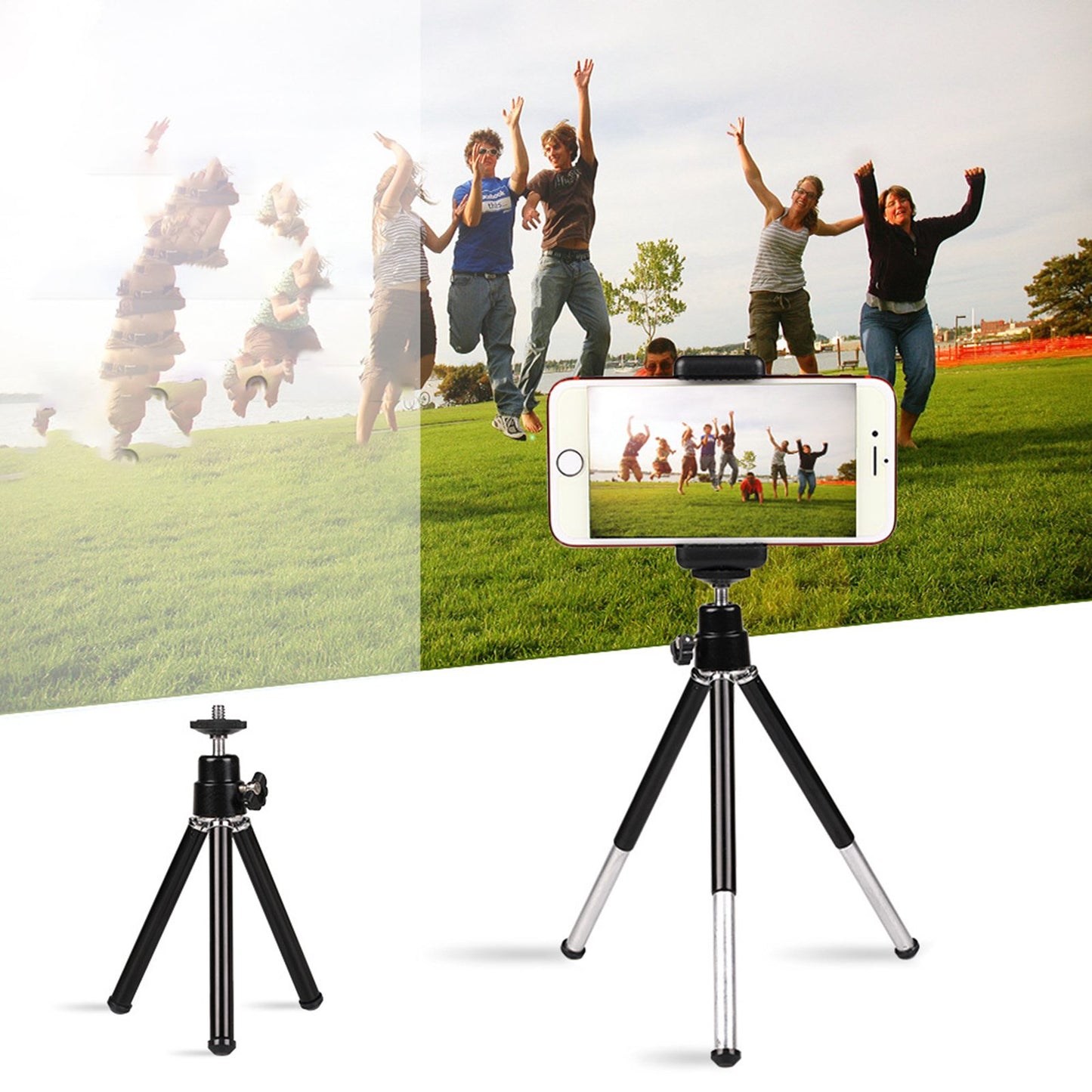 Metal Quick Release Tripod Mount Adjustable Mobile Phone Camera Holder with Screw Adapter (No Phone Clip)