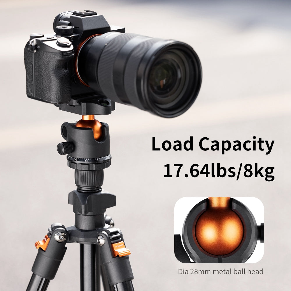 K&F CONCEPT KF09.101 4-Section Camera Tripod Flexible Extendable Vlog Video Recording Holder Stand Birdwatching 8KG Max Load Camera Mount with 1 / 4 Inch Adapter Screw