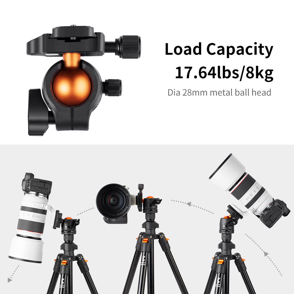 K&F CONCEPT KF09.101 4-Section Camera Tripod Flexible Extendable Vlog Video Recording Holder Stand Birdwatching 8KG Max Load Camera Mount with 1 / 4 Inch Adapter Screw