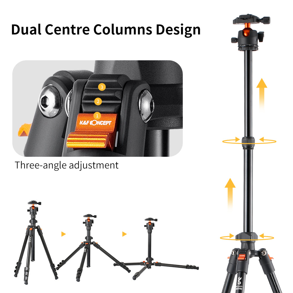 K&F CONCEPT KF09.101 4-Section Camera Tripod Flexible Extendable Vlog Video Recording Holder Stand Birdwatching 8KG Max Load Camera Mount with 1 / 4 Inch Adapter Screw