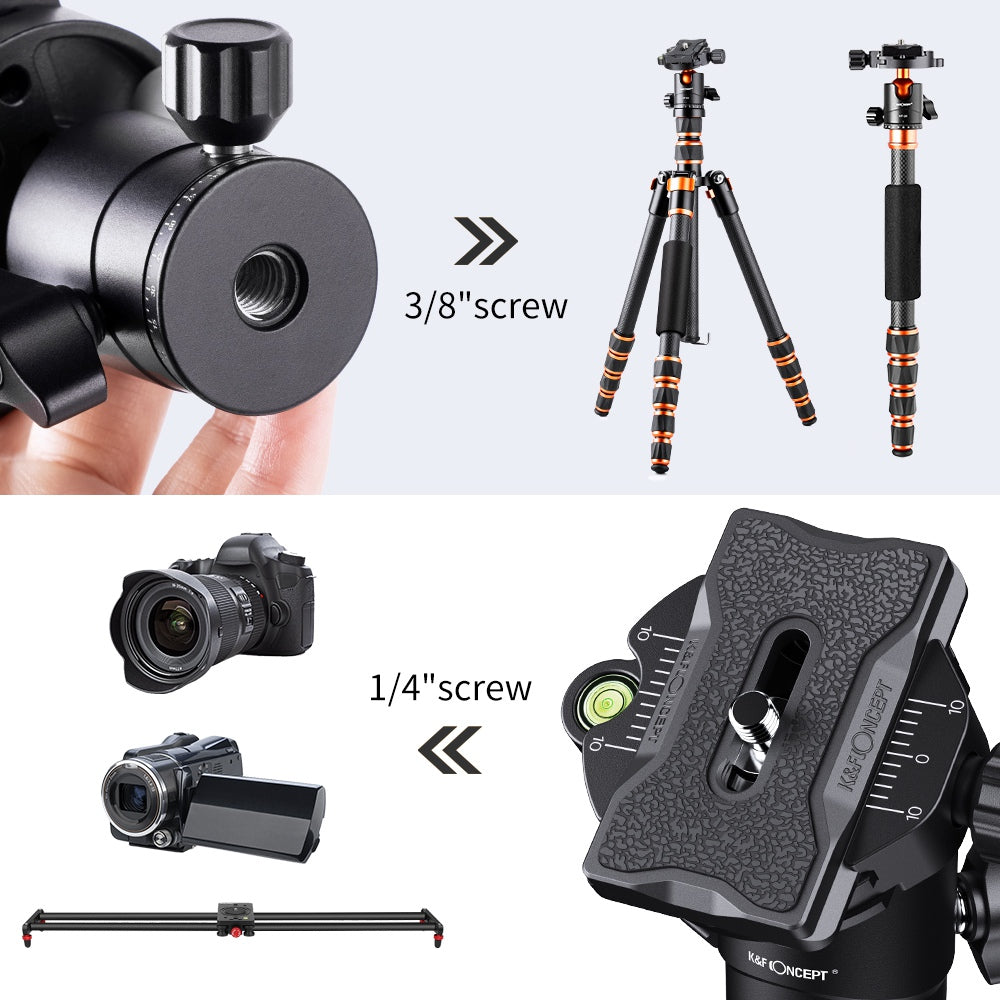 K&F CONCEPT KF31.029V3 25mm Camera Tripod Ball Head with 1 / 4-inch Quick Release Plate and Spirit Level for Tripod Monopod