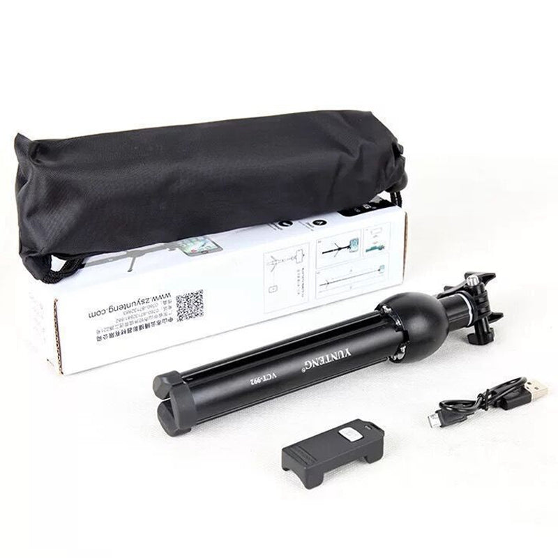 Uniqkart VCT-992 113cm Extendable Selfie Stick Tripod Stand Phone Clip Holder with Wireless Bluetooth Remote Control - Black