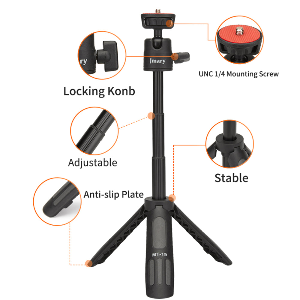 MT19 Portable Mini Extendable Selfie Stick Camera Mobile Phone Holder Live Streaming Tripod Desktop Stand