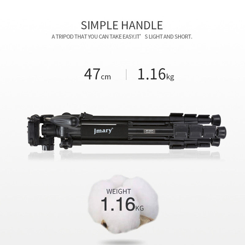 KP2234 Portable Telescopic Aluminum Alloy Tripod SLR Camera Phone Live Streaming Floor Stand Photography Tripod - Black