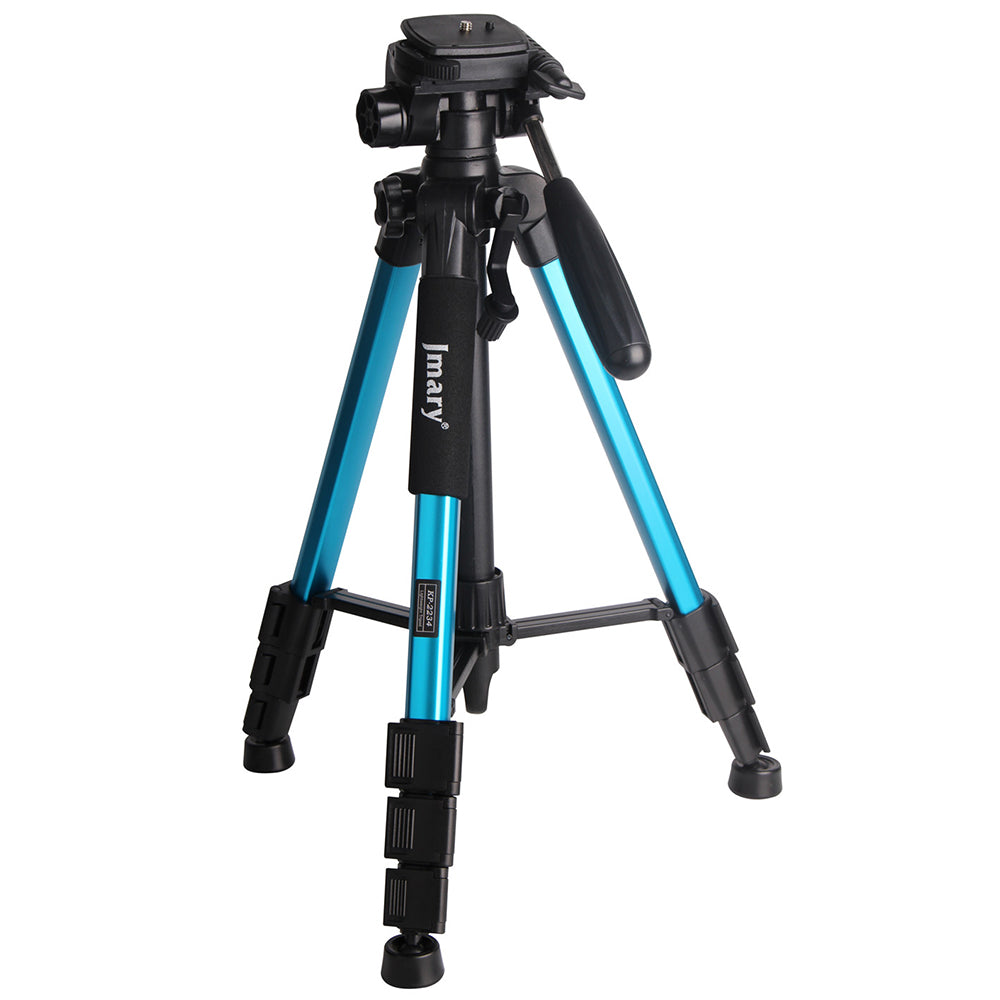 KP2234 Portable Telescopic Aluminum Alloy Tripod SLR Camera Phone Live Streaming Floor Stand Photography Tripod - Blue