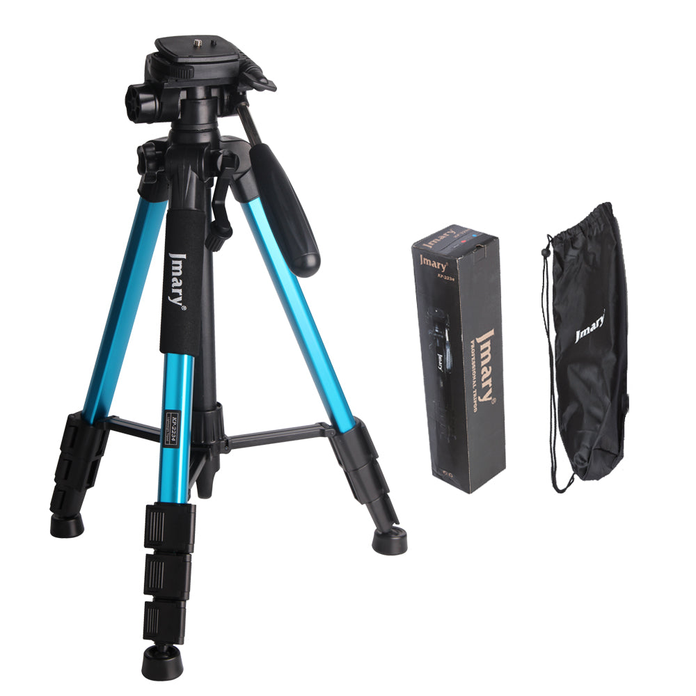 KP2234 Portable Telescopic Aluminum Alloy Tripod SLR Camera Phone Live Streaming Floor Stand Photography Tripod - Blue