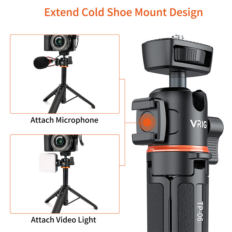 VRIG TP-06 Detachable Tripod Holder Mobile Phone SLR Camera Stand for Outdoor Live Streaming Portable Tripod Stand Support 360-Degree Rotating