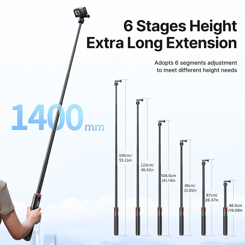 Uniqkart 3113 Go-QuickII 1.4m Magnetic Adsorption Quick Release Portable Telescopic Tripod SLR Camera Handheld Bracket Photography Tripod