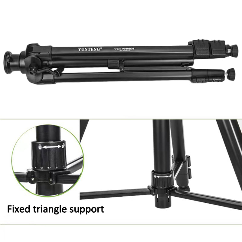 YUNTENG VCT-9980 Camera Tripod Stand Portable Cell Phone Mount Holder with Carrying Bag for Selfie / Vlogging / Video Recording
