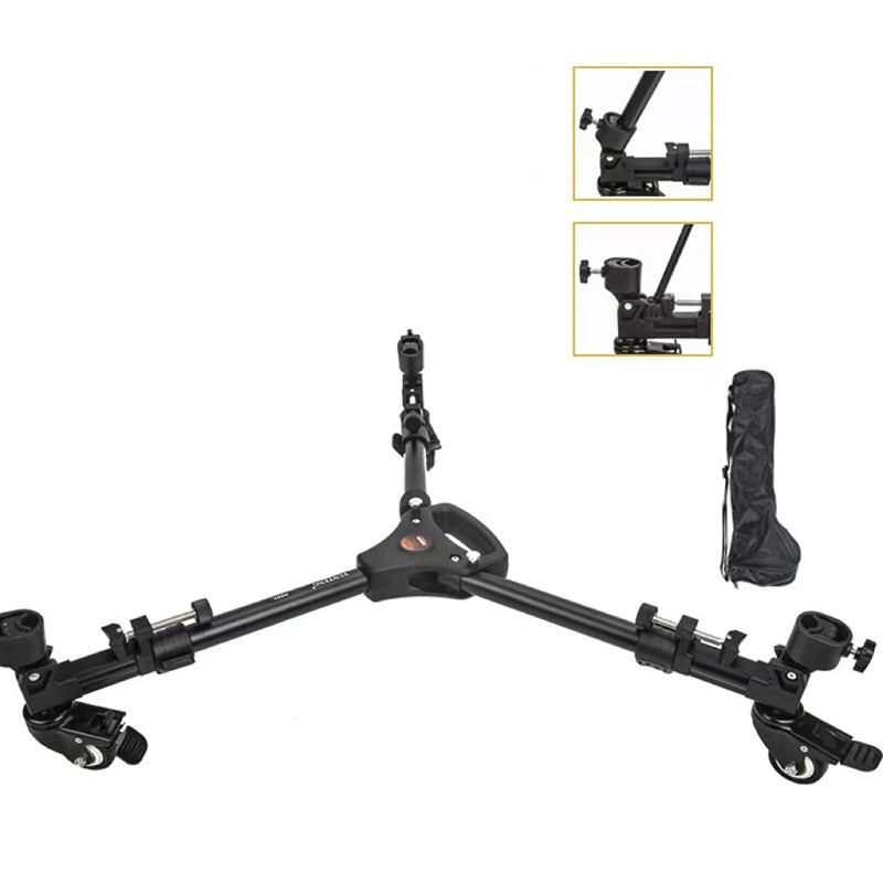 Uniqkart 900L Universal Folding 3 Wheels Pulley DV Camera Photography Tripod Base Stand