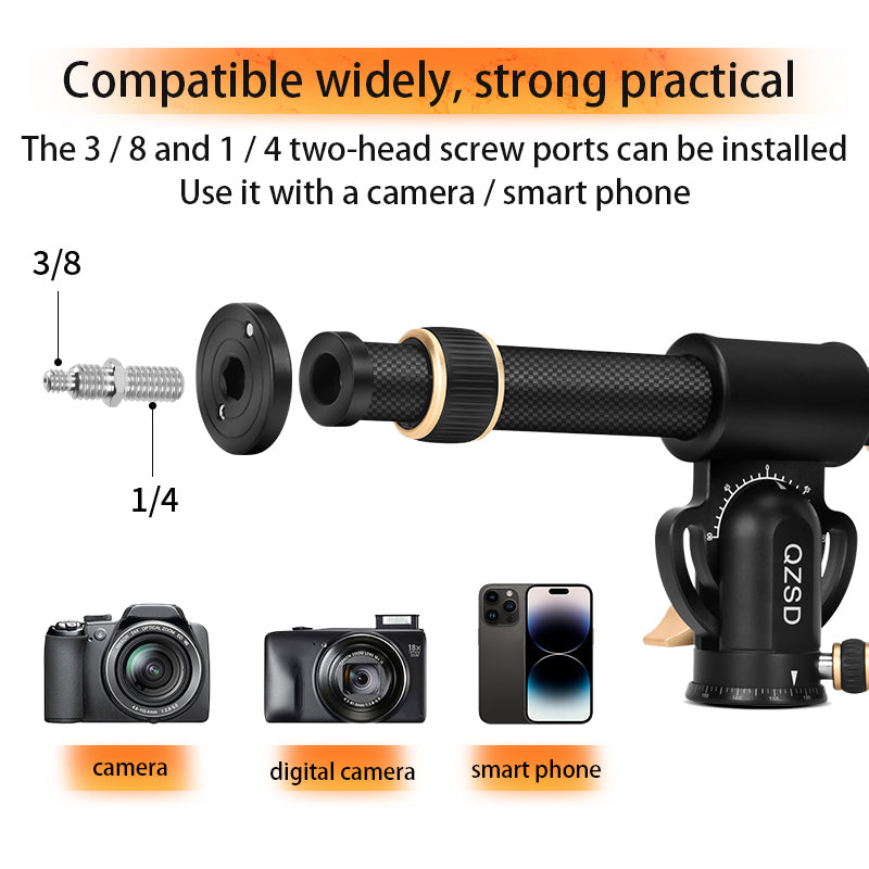 Q-YT03C Telescopic Tripod Extender Adjustable Extension Tube Tripod Stick Rod for Tripod Gimbal SLR Camera