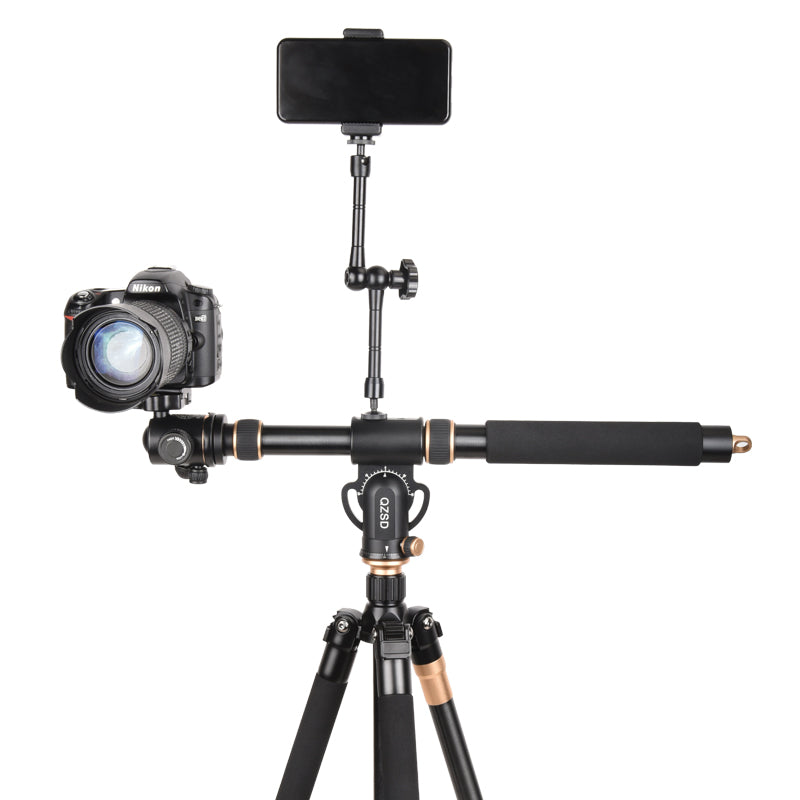 Q-YT03 Aluminum Alloy Horizontal Stand for Tripod Extender Adjustable Extension Rod 360-Degree Rotating