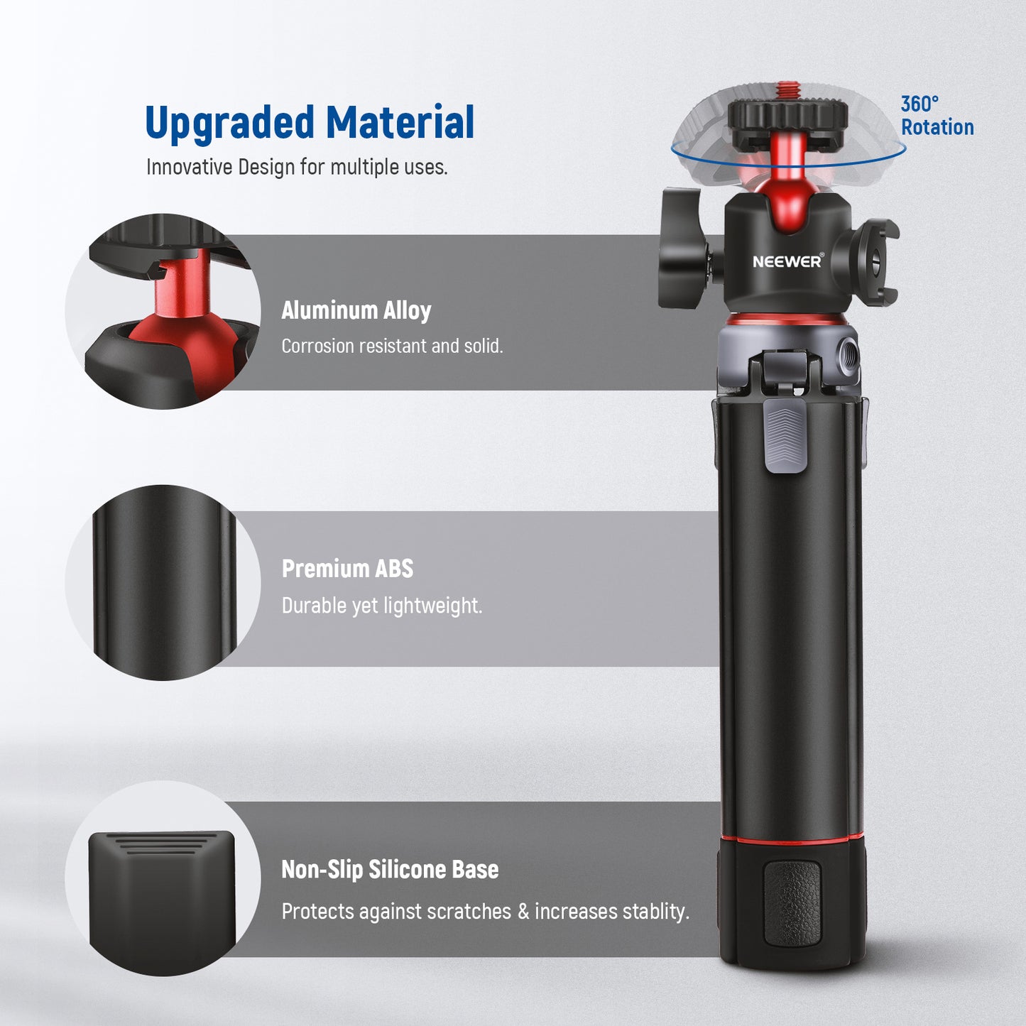 NEEWER NW-991 Camera Tripod Foldable Aluminum Alloy Handheld Stick for Live Streaming Vlogging