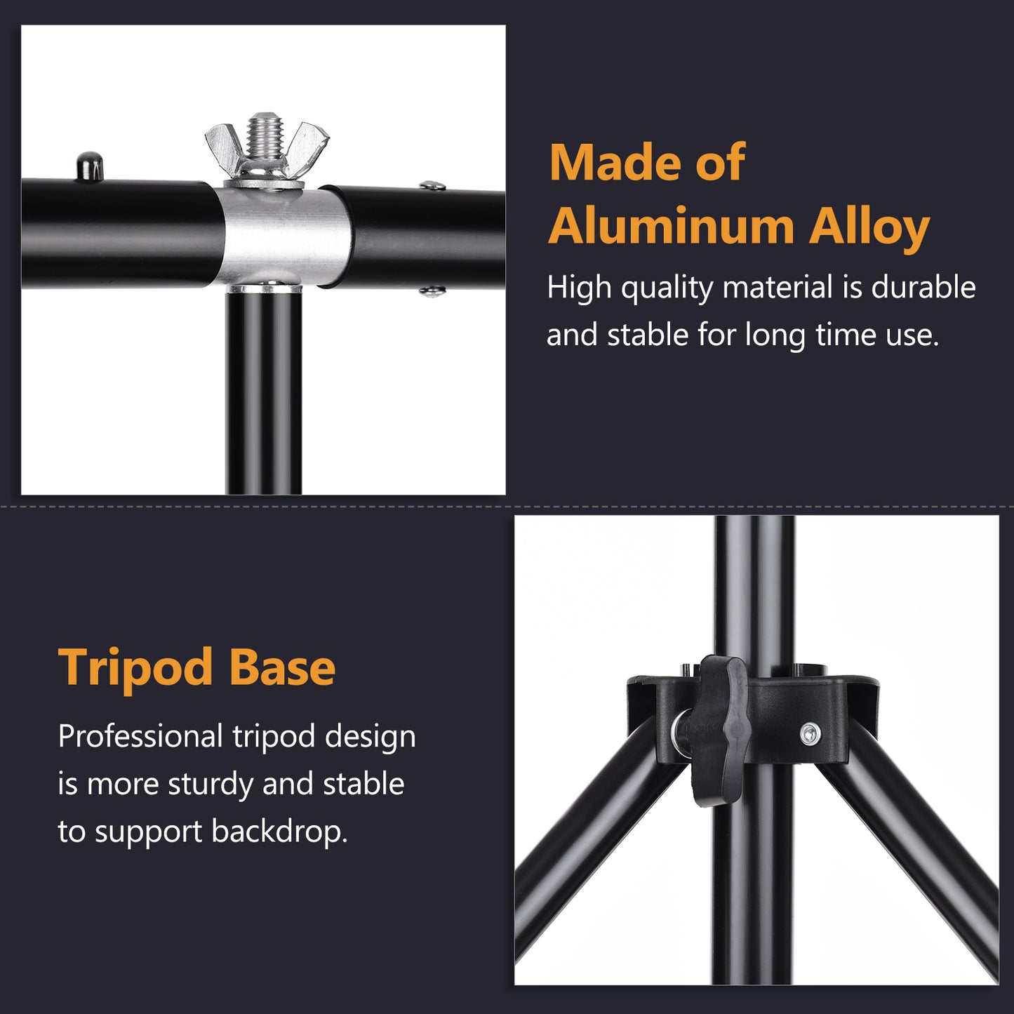 WH 2 x 2m T-Shape Backdrop Stand for Photo Studio Background Stand Height-Adjustable Tripod Stand Kit with 2 Clip