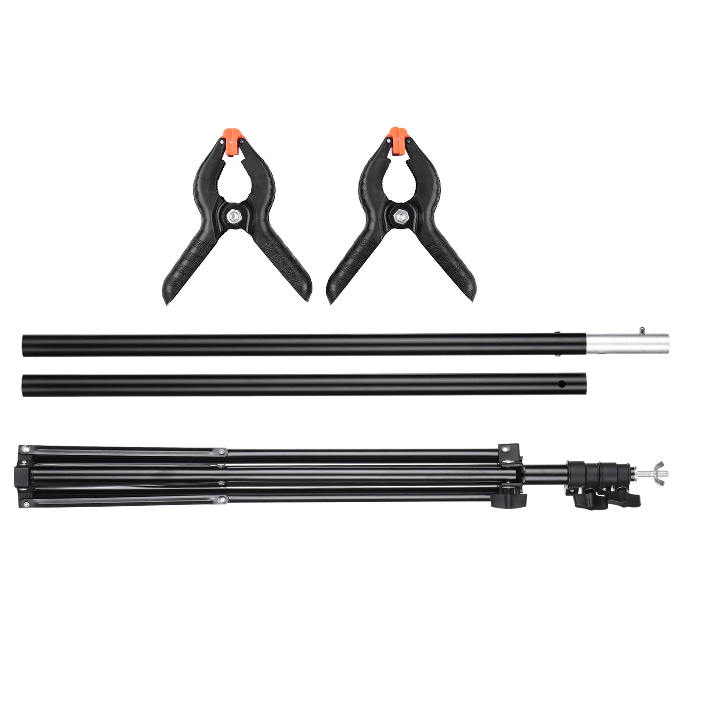 WH 2 x 2m T-Shape Backdrop Stand for Photo Studio Background Stand Height-Adjustable Tripod Stand Kit with 2 Clip