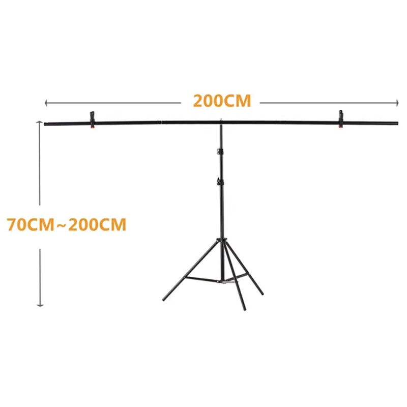 WH 2 x 2m T-Shape Backdrop Stand for Photo Studio Background Stand Height-Adjustable Tripod Stand Kit with 2 Clip