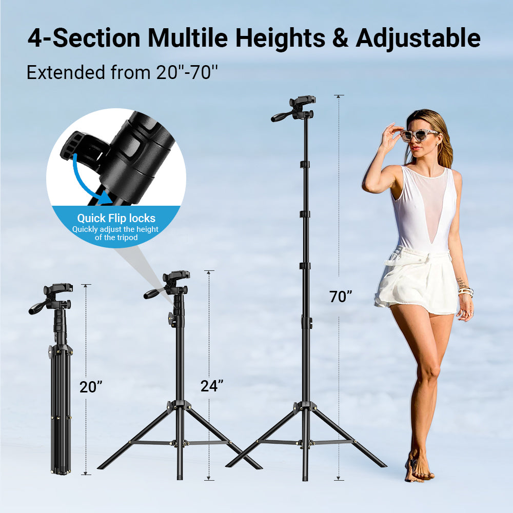 APEXEL APL-JJ070 20inch-70inch Height Adjustment Tripod Cell Phone Selfie Stick for Video Recording Live Streaming