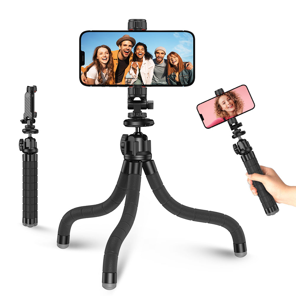 Apexel APL-JJ025 SLR Camera Phone Stand ABS+Aluminum Alloy Selfie Stick Octopus Tripod with Bluetooth Shutter