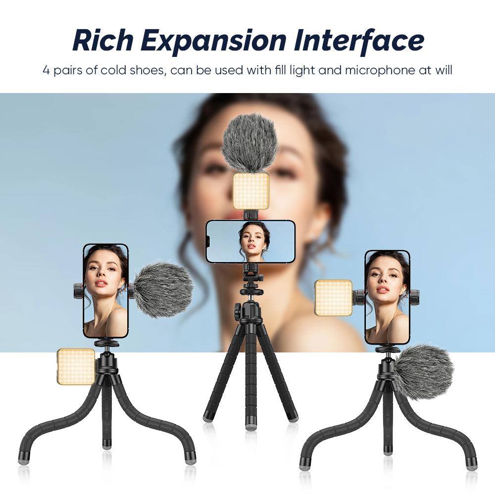 Apexel APL-JJ025 SLR Camera Phone Stand ABS+Aluminum Alloy Selfie Stick Octopus Tripod with Bluetooth Shutter