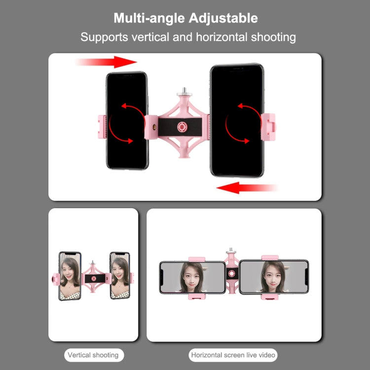 Puluz Dual Phone Brackets Horizontal Holder for Vlogging Video Light Live Broadcast