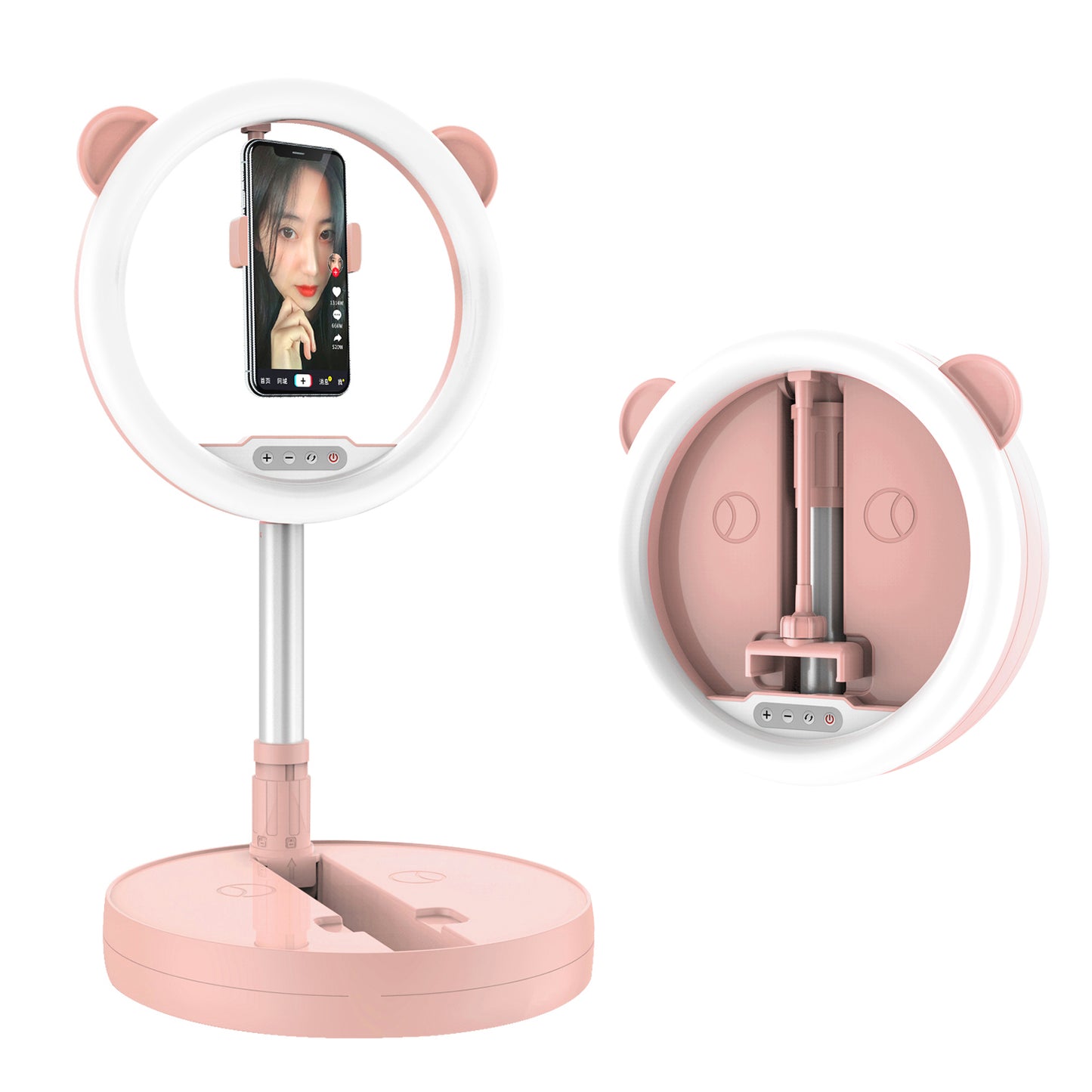 G2 128-LED Foldable Mobile Phone Live Dedicated Bracket Fill Light - Pink