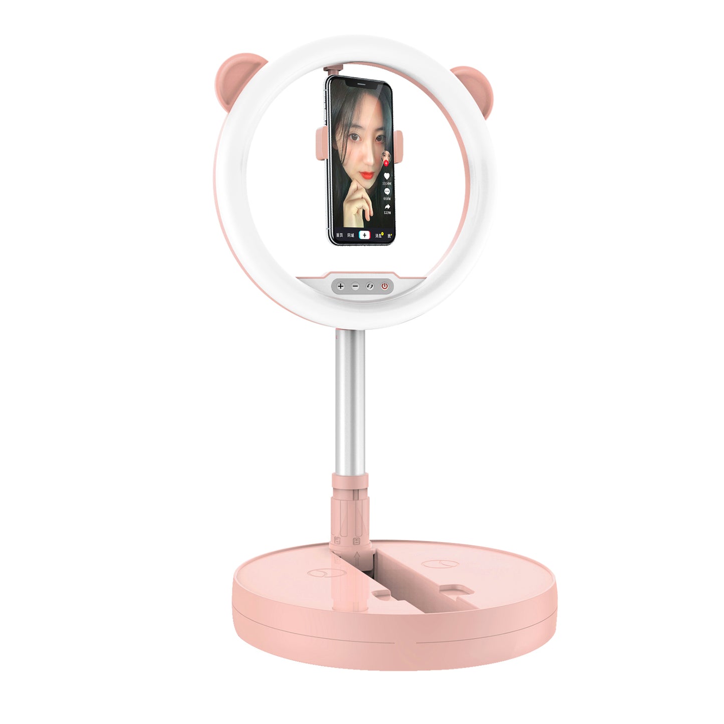 G2 128-LED Foldable Mobile Phone Live Dedicated Bracket Fill Light - Pink