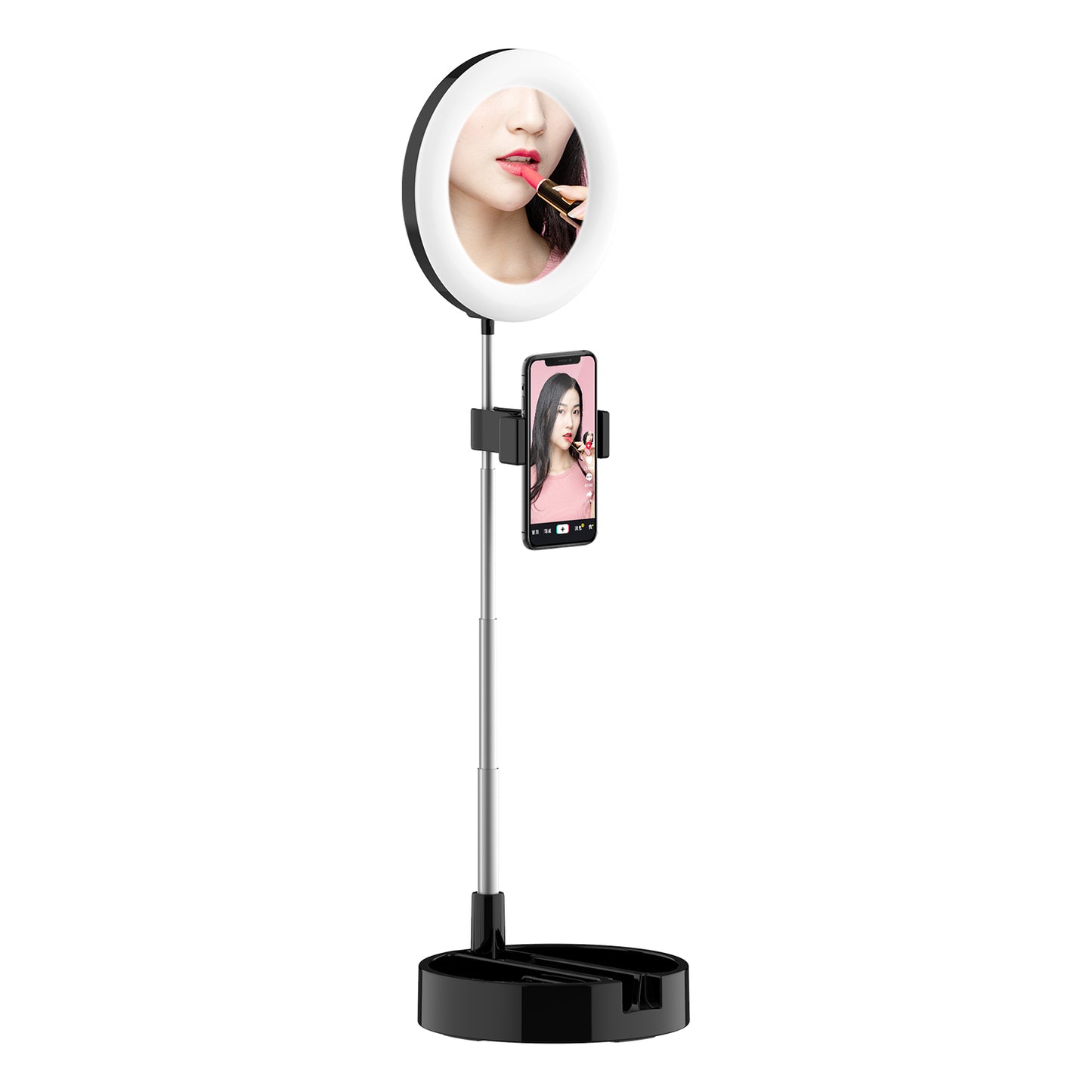 G3 64-LED Foldable Fill Light Mobile Phone Live Broadcast Bracket - Black