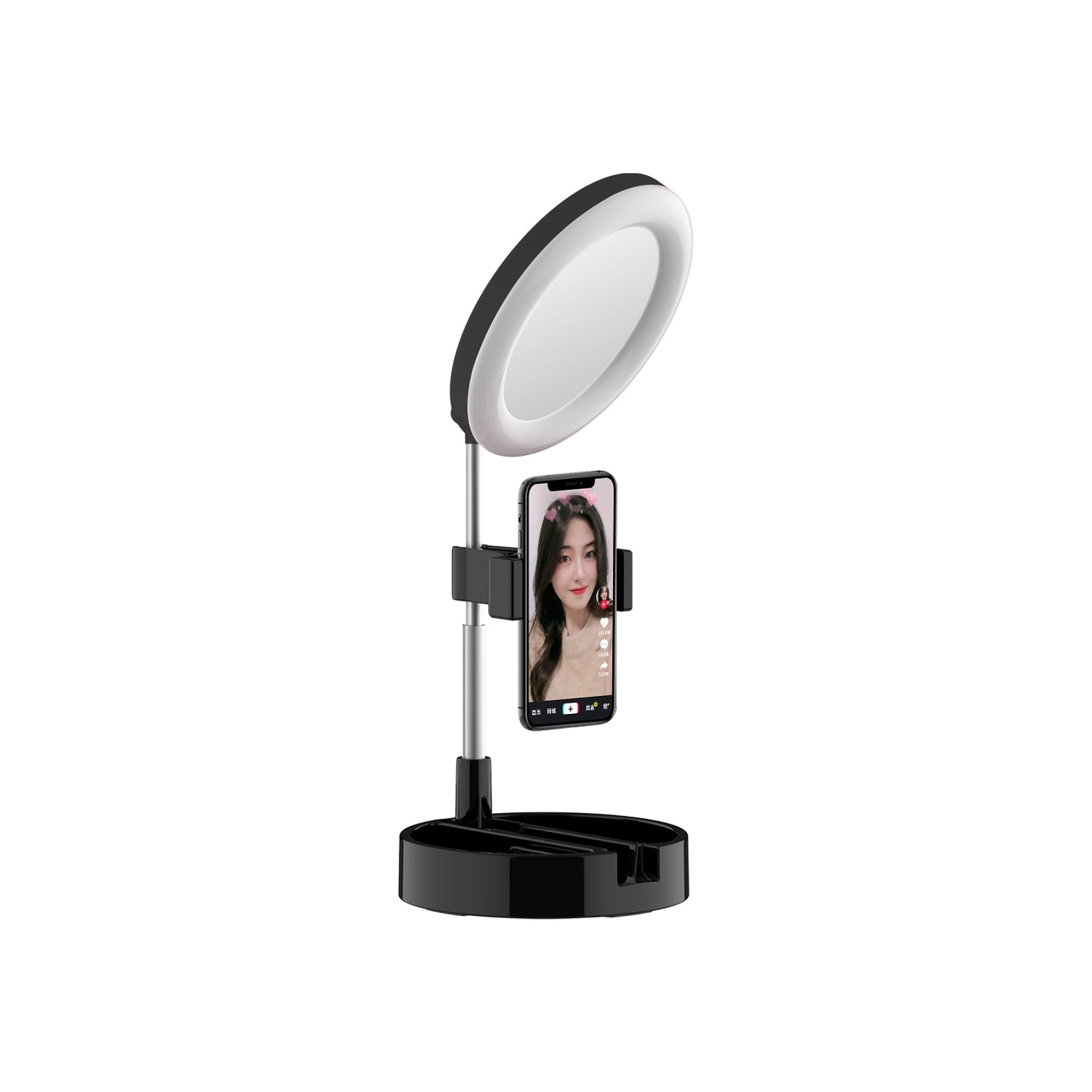 G3 64-LED Foldable Fill Light Mobile Phone Live Broadcast Bracket - Black