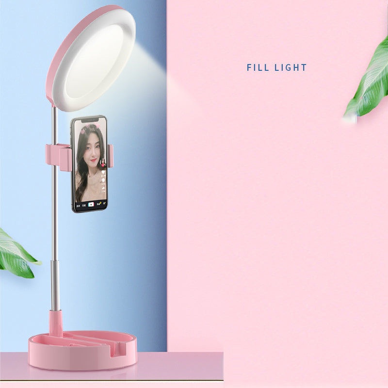 G3 64-LED Foldable Fill Light Mobile Phone Live Broadcast Bracket - Pink