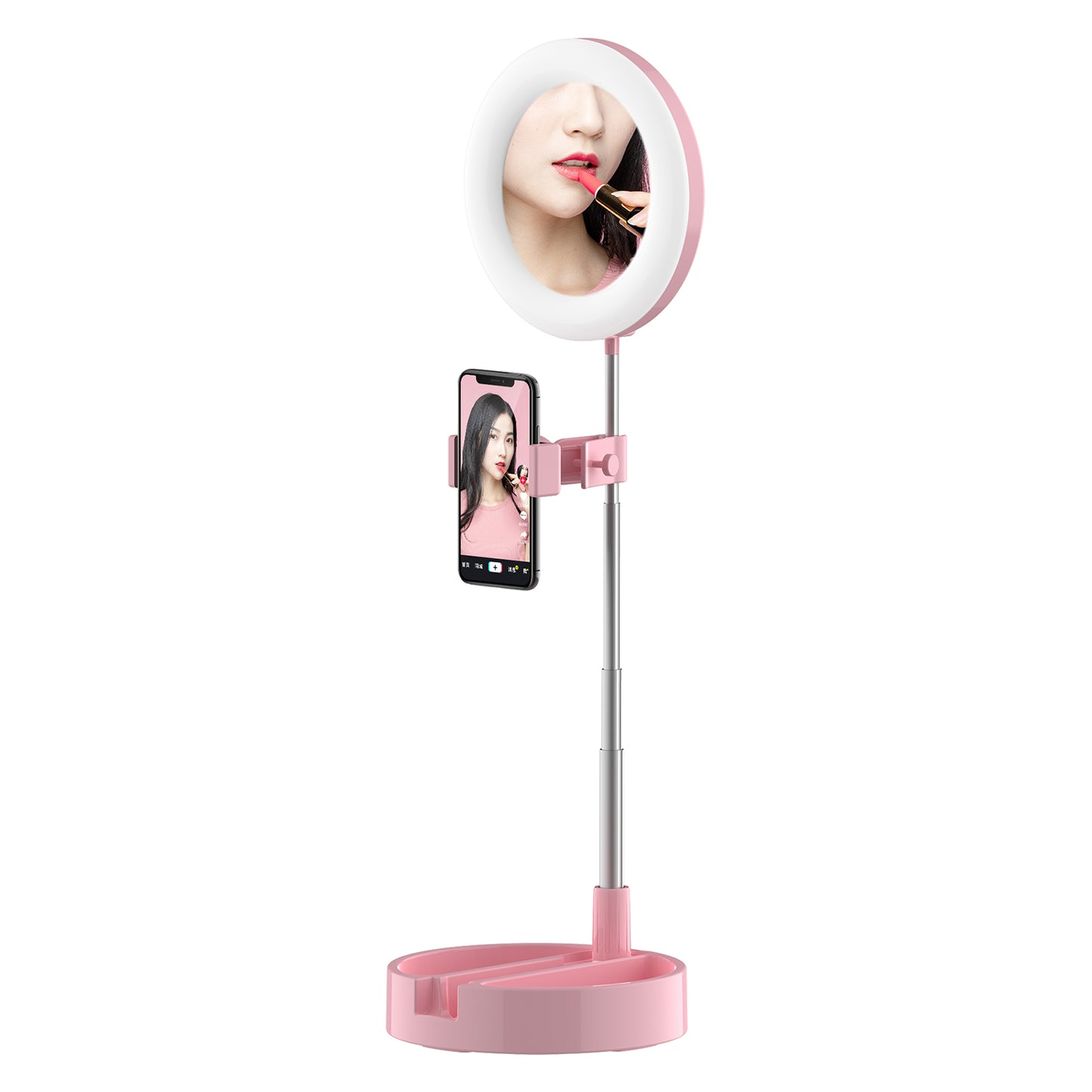 G3 64-LED Foldable Fill Light Mobile Phone Live Broadcast Bracket - Pink