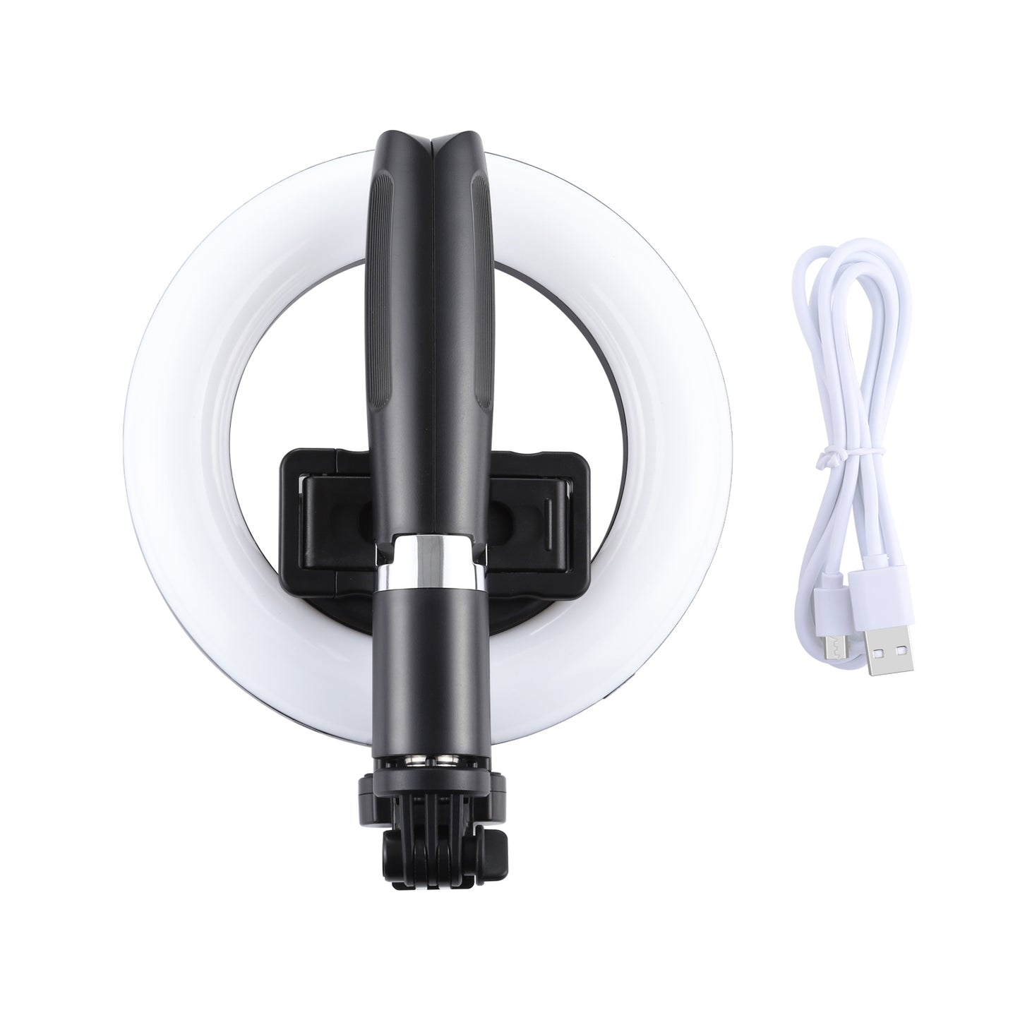 Puluz6.2 inch 16cm Ring LED Live Broadcast Vlogging Selfie Light + Bluetooth Selfie Stick Tripod Mount