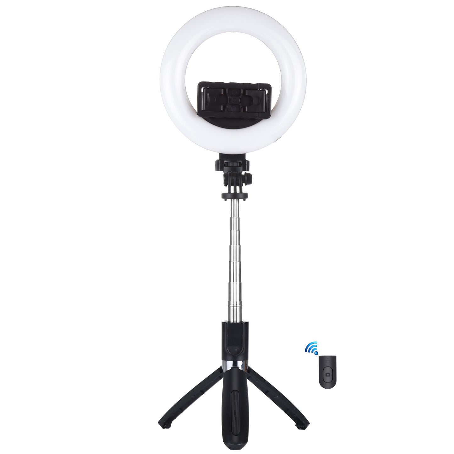 Puluz6.2 inch 16cm Ring LED Live Broadcast Vlogging Selfie Light + Bluetooth Selfie Stick Tripod Mount