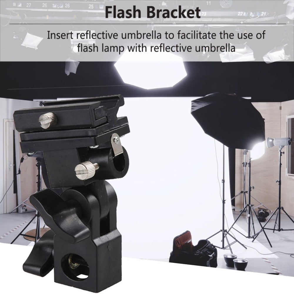 B Type Swivel Flash Hot Shoe Umbrella Holder Light Bracket Stand Mount Adapter for Studio Light