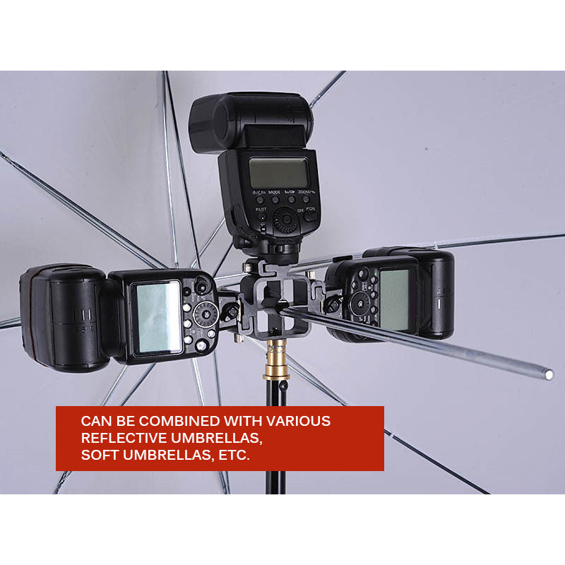 3 in 1 Triple Hot Shoe For Canon Tri-Hot Shoe Mount Adapter Flash Holder Umbrella Bracket